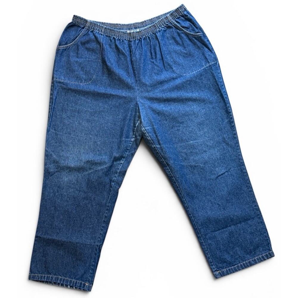 Blair Pull On Denim Jeans Womens 22WP Elastic Waist Dark Wash Straight Leg